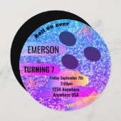 Glitter BOWLING BAL, bowlen, Glow verjaardagsfeest Kaart (Voorkant / Achterkant)