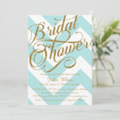 Glitter Bridal Shower Invitation Chevron Kaart (Staand voorkant)