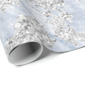 Glitter Bride Marble Gray Silver Stone Blue Cadeaupapier (Rol Hoek)