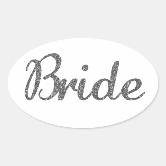 Glitter Bride Silver Ovale Sticker (Voorkant)