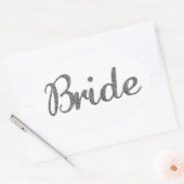 Glitter Bride Silver Ovale Sticker (Envelop)
