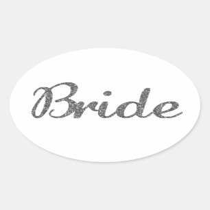 Glitter Bride Silver Ovale Sticker