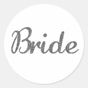 Glitter Bride Silver Ronde Sticker