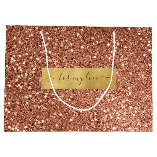 Glitter Brown Bronze Custom Gezegde Groot Cadeauzakje (Achterkant)