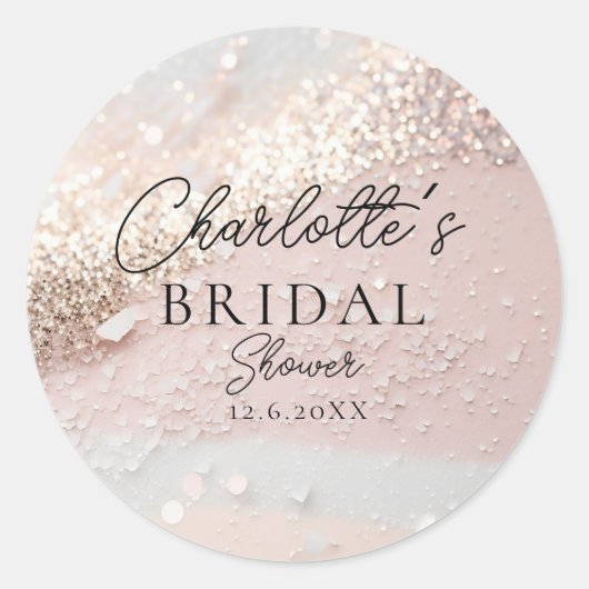 Glitter Bruidsfeest  Ronde Sticker (Voorkant)