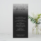 Glitter bruiloftceremonie diner menu (Staand voorkant)