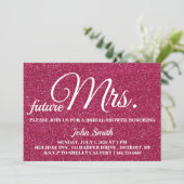 Glitter Bruiloftsfeest toekomstige mevrouw Kaart (Staand voorkant)