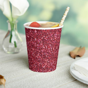 Glitter Burgundy Wine Sparkle Vrijgezellenfeest Papieren Bekers