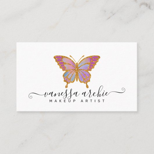 Glitter Butterfly Logo Visitekaartje (Voorkant)