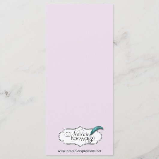 Glitter Butterfly op Lavendel Wedding Menu (Achterkant)