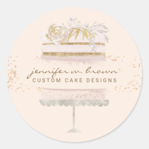 Glitter Cake Bakkerij Patisserie Crème Ronde Sticker