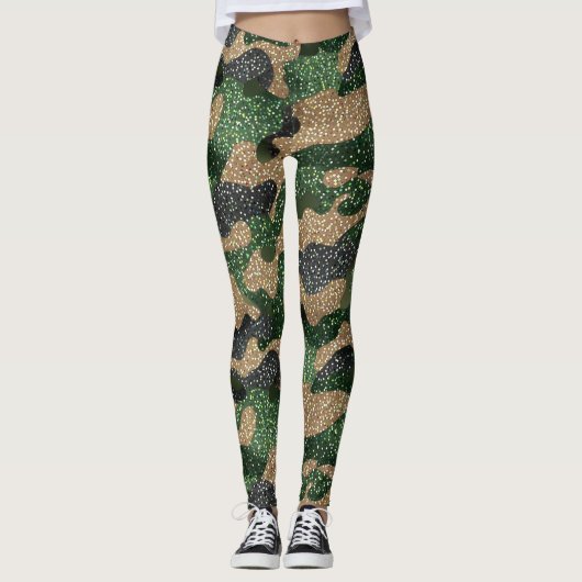 Glitter Camo Pattern – Sparkling Military-Inspired Leggings (Voorkant)