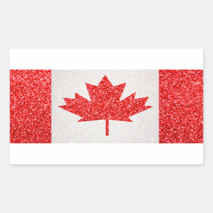 Glitter Canada vlag rechthoek stickers