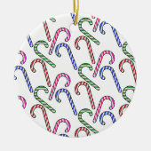 Glitter Candy Cane Patroon Keramisch Ornament (Voorkant)