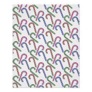 Glitter Candy Cane Patroon Perfect Poster