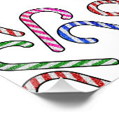 Glitter Candy Cane Patroon Perfect Poster (Hoek)