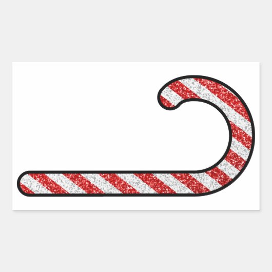 Glitter Candy Cane Rechthoekige Sticker (Voorkant)