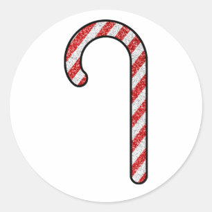 Glitter Candy Cane Ronde Sticker