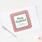 Glitter Candy Cane Striped Company Square Sticker (Envelop)