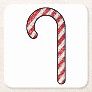 Glitter Candy Cane Vierkante Kartonnen Onderzetter