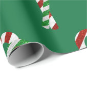 Glitter Candy Canes Cadeaupapier (Rol Hoek)