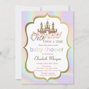 Glitter Castle Floral, holografisch Baby shower Kaart