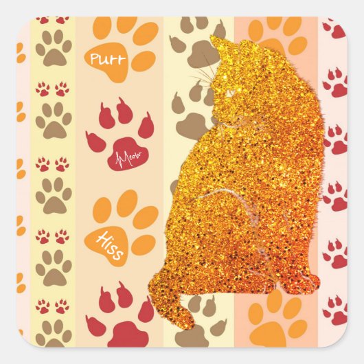 Glitter Cat Pet Paw Cat Stickers (Voorkant)