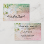 *~* Glitter Celestial Floral Waterverf Turquoise Visitekaartje (Voorkant / Achterkant)