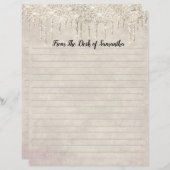 Glitter Champagne Briefpapier met uitdrogen (Voorkant / Achterkant)