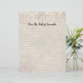 Glitter Champagne Briefpapier met uitdrogen (Staand voorkant)