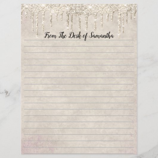 Glitter Champagne Briefpapier met uitdrogen (Voorkant)