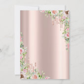 Glitter Champagne Glas Rozen, Roos Gold Kaart (Achterkant)