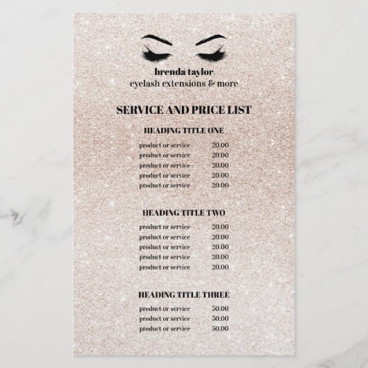 Glitter champagne roze OENJWIMPERS SALON SERVICE L Flyer (Voorkant)