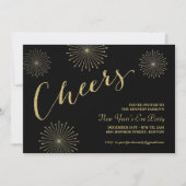 Glitter Cheers New Years Party Uitnodiging (Voorkant)