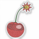 Glitter Cherry Bomb Custom-Cut Vinyl Stickers (Devant)