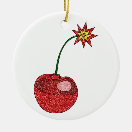 Glitter Cherry Bomb Keramisch Ornament (Voorkant)