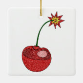 Glitter Cherry Bomb - Square Ornament (Achterkant)