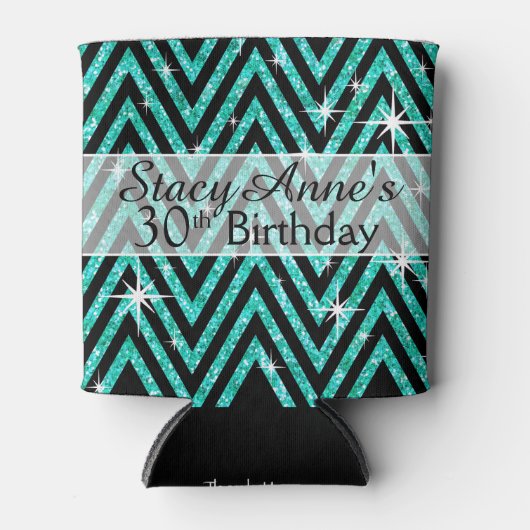 Glitter Chevron Bling | BLAUWGROEN Blikjeskoeler (Voorkant)