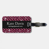 Glitter Chevron Bling Diamond Bow | fuchsia Bagagelabel (Achterkant horizontaal)