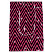 Glitter Chevron Bling Diamond Bow | fuchsia Medium Cadeauzakje (Achterkant)