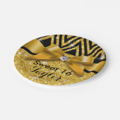 Glitter Chevron Bling Diamond Bow | goud Papieren Bordje (Gekanteld)