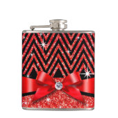 Glitter Chevron Bling Diamond Bow | rood Heupfles (Voorkant)