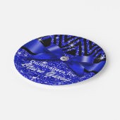 Glitter Chevron Bling Diamond Bow | saffier Papieren Bordje (Gekanteld)