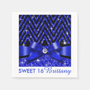 Glitter Chevron Bling Diamond Bow   saffier Servetten
