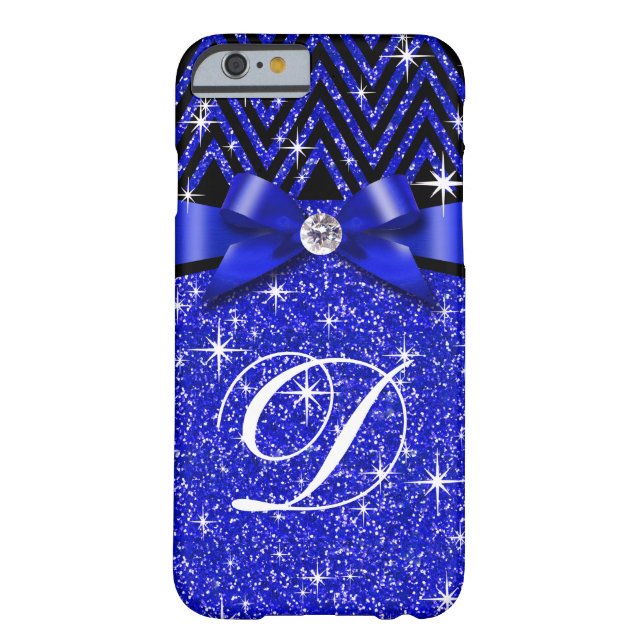 Glitter Chevron Bling Diamond Monogram | saffier Case-Mate iPhone Case (Achterkant)