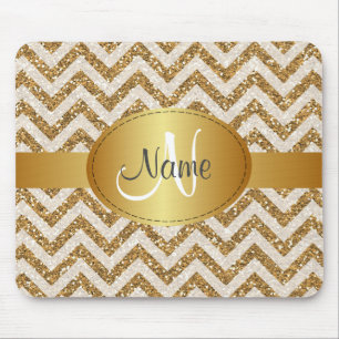 Glitter chevron monogram Mousepad Muismat