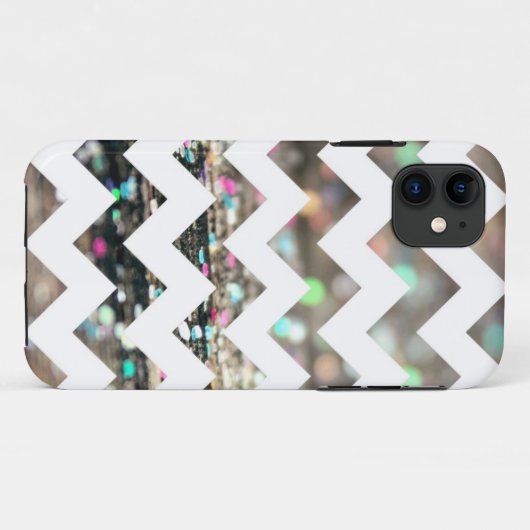 Glitter Chevron Pattern iPhone Case (Achterkant (horizontaal))