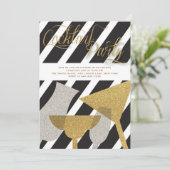 Glitter Cocktail Party-uitnodigingen Kaart (Staand voorkant)
