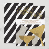 Glitter Cocktail Party-uitnodigingen Kaart (Voorkant / Achterkant)