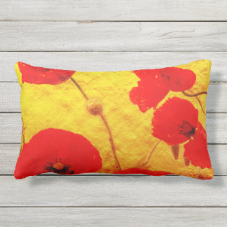 Glitter Colorful Glitter Golden Red Poppy Flower Buitenkussen